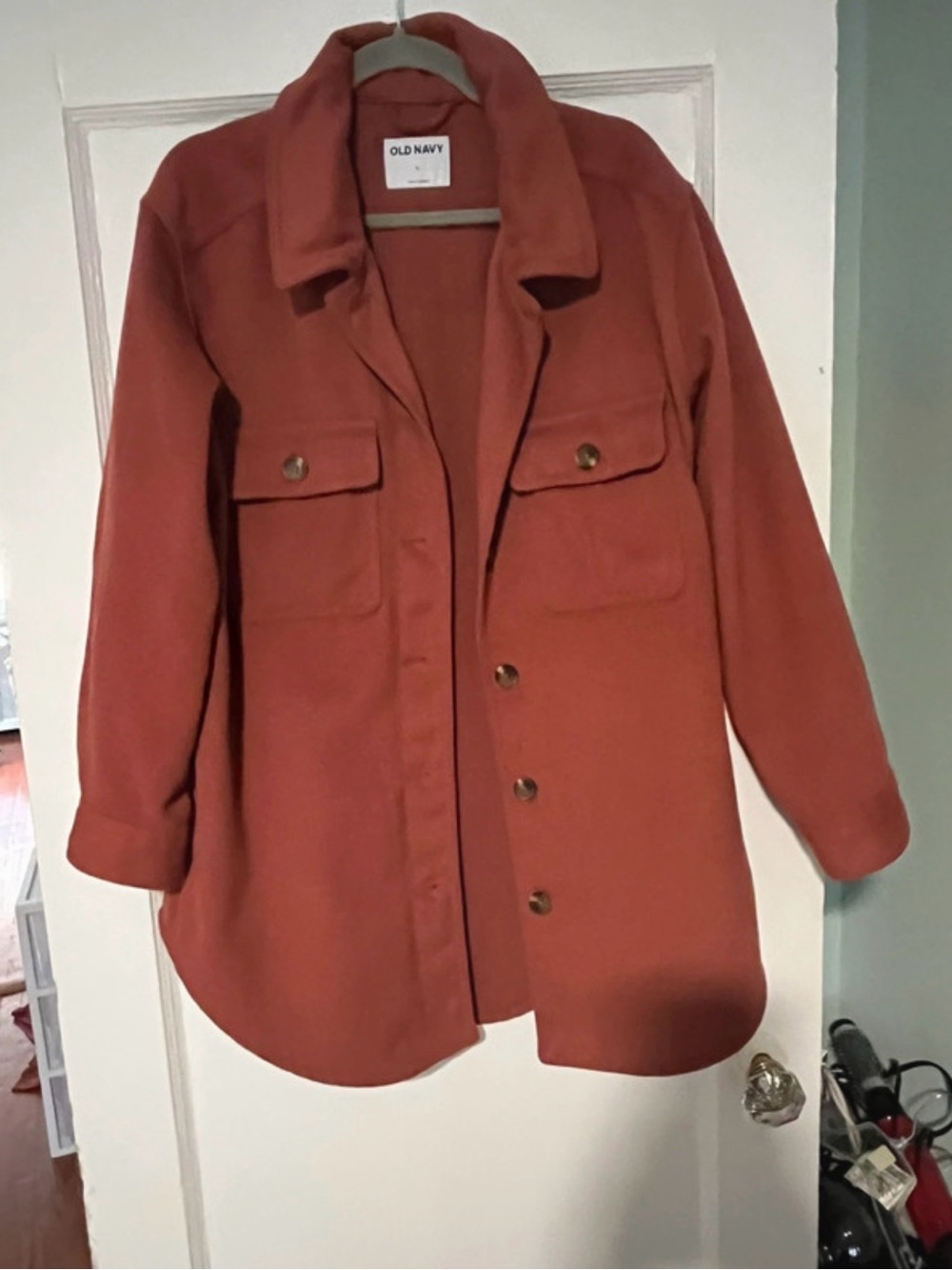 Old Navy Rust-Orange Button-Front Utility Shacket